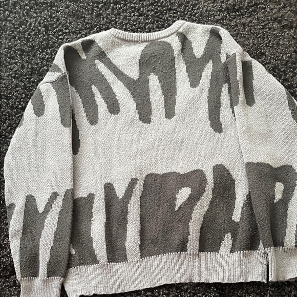 Gray and Black Patterned Unisex Sweater - Picture 3 of 3